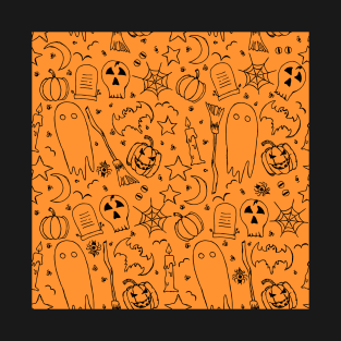 orange screen background with the essentials of Halloween T-Shirt