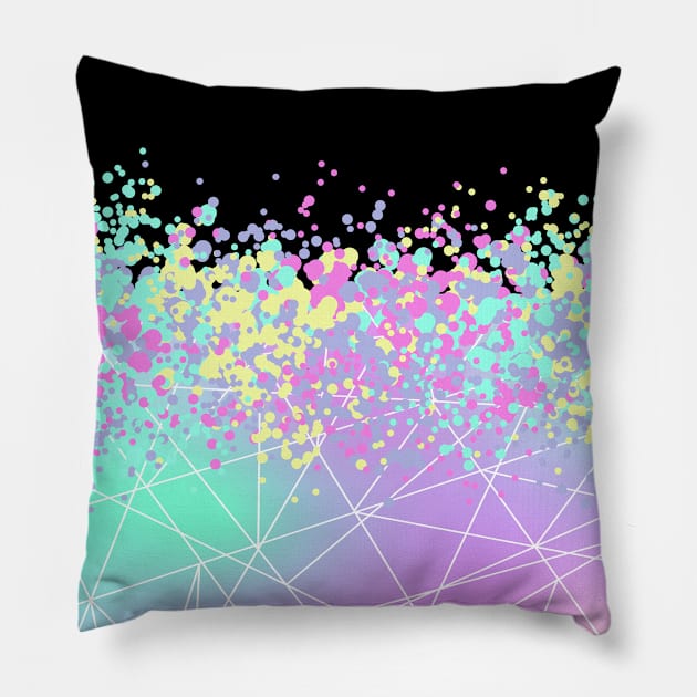 Vibrant Triangle and Circle Design Pillow by Lighttera