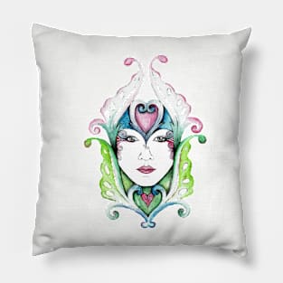 Queen of hearts in blues Pillow
