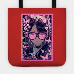 Aesthetic Anime Girl Pink Rosa Black | Quality Aesthetic Anime Design | Premium Chibi Manga Anime Art Tote