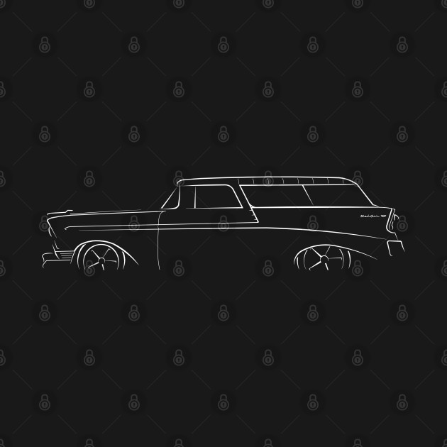 front/profile 1956 Chevy Nomad - stencil, white by mal_photography