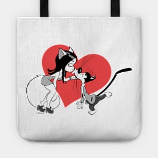 Cats in Love Retro 30s Cartoon Rubber Hose Style Tote