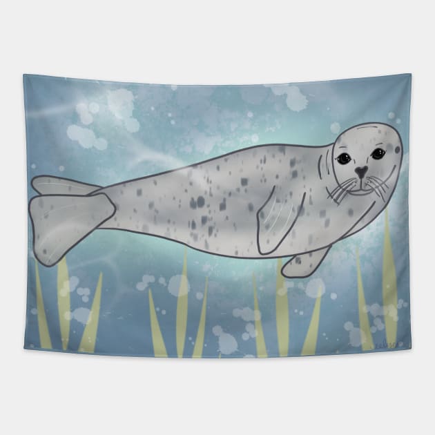 Peace - Pacific Harbor Seal Tapestry by eeliseart