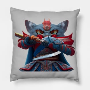 Cat samurai Pillow