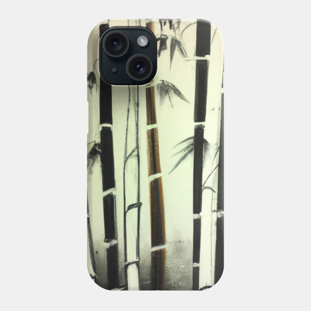 Nihonga painting of a bamboo forest Phone Case by RisingSunCreations