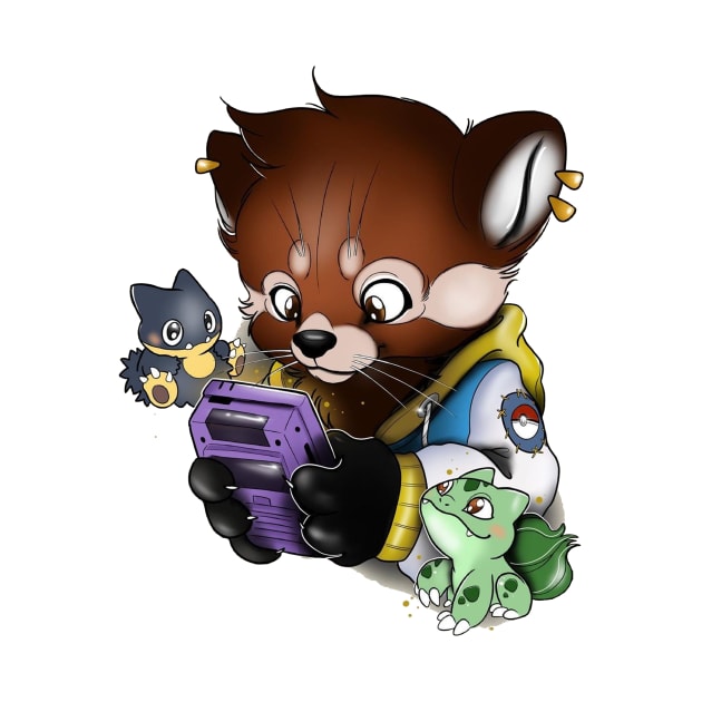 red panda gamer by sample the dragon