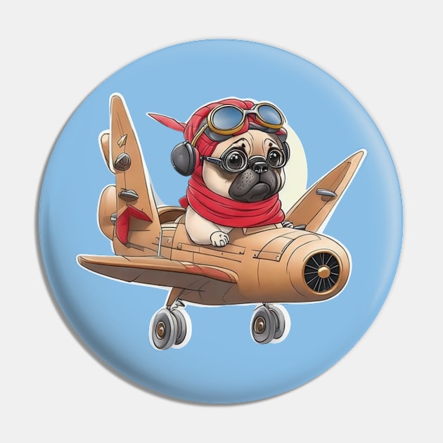 A Pug flying Pin by LibertyofDesign