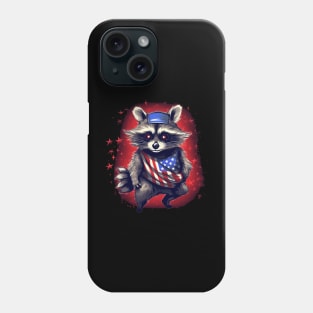 red raccoon proudly American flaG Phone Case