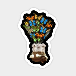 Maltese Dog Butterfly Hot Air Balloon Magnet