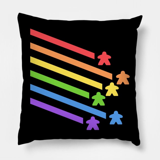 Rainbow Meeples Board Games Addict Pillow by pixeptional