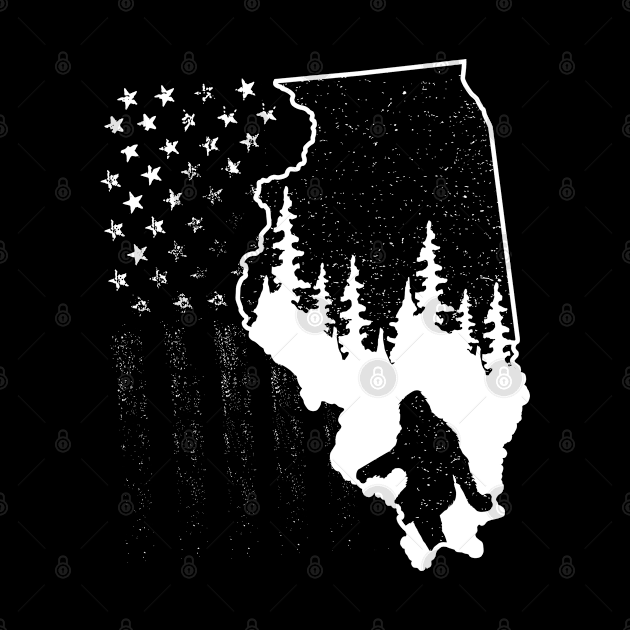 Illinois Bigfoot American Flag by Tesszero