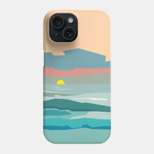 Cloudy sky with the sun going down to the horizon. Phone Case