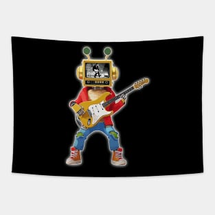 Rock and Roll Robot Plays Lead Guitar with a TV Head Chuck Berry Music Video Robot Tapestry