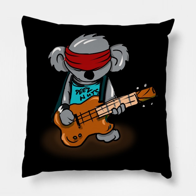 Koala Playing a Bass Guitar Pillow by silentrob668