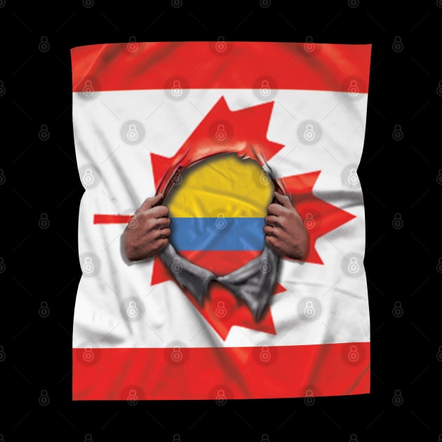 Colombia Flag Canadian Flag Ripped - Gift for Colombian From Colombia by Country Flags