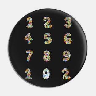 Numbers 0 to 9 Funny and Colorful Cute Monster Creatures Pin