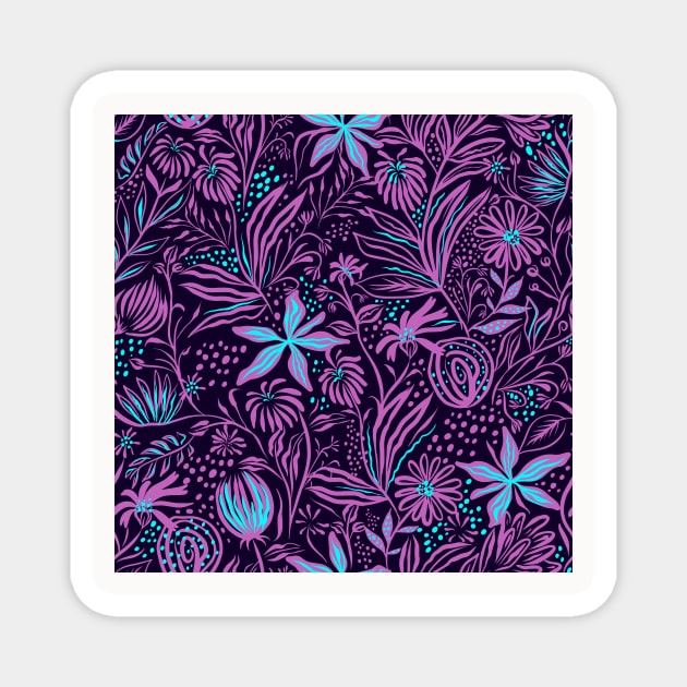 Cool Pattern Neck Gator Purple and Aqua Floral Pattern Magnet by DANPUBLIC