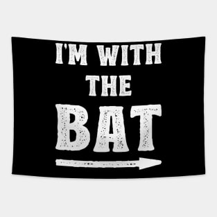 Funny Halloween I'm With The Bat Costume Couple (White) Tapestry