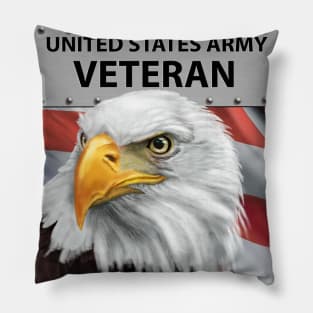 Patriotic United States Army Veteran American Eagle and Flag Art Pillow