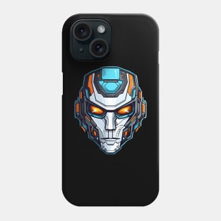 Intimidating Sci-Fi Cyborg Head with Fiery Eyes Phone Case