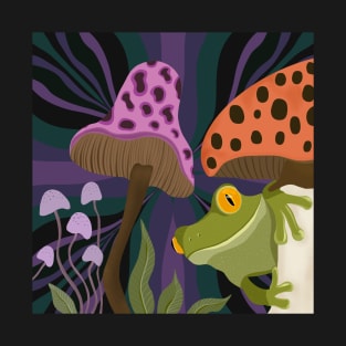 Whimsical Mushrooms and Frog T-Shirt