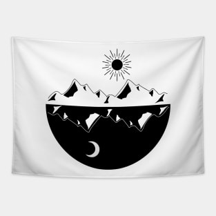 Sun and Moon in Black and White Tapestry