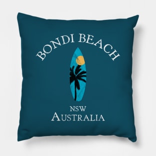 Bondi Beach Sydney Australia NSW Vintage Surfboard Pillow