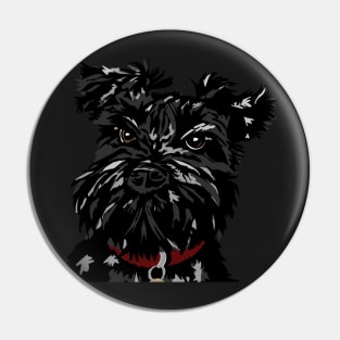 Dennis the black Miniature Schnauzer dog Pin