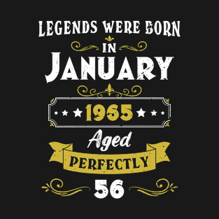 Legends Were Born In January 1965 56th Birthday Gift for 56 Years Old Dad and Mom T-Shirt