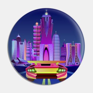 Neon Night City Drive | Cyberpunk Art | Video Game Inspired Pin