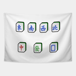 Mahjong Honor Tiles 麻雀番子 - Winds, Dragons 東南西北中發白 | I Love Mahjong | Cantonese Sticker Tapestry