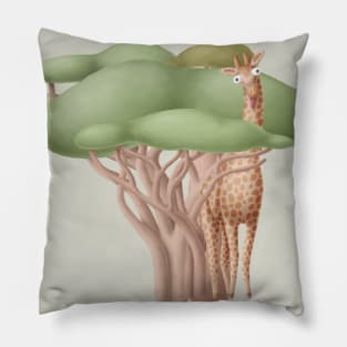Cute giraffe in safari Pillow
