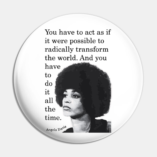 Angela Davis Sticker Pin by BlueWaveTshirts