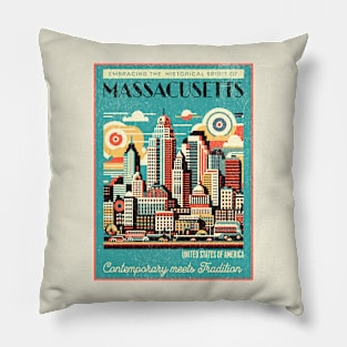 Embracing the Historical Spirit of Massachusetts, United States of America - Contemporary meets Tradition Pillow