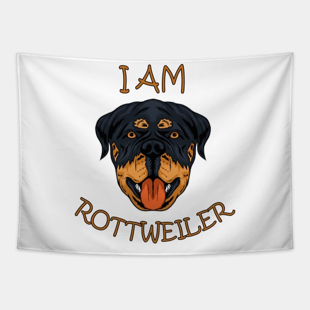dog rottweiler dog I am rottweiler Tapestry by wahyuart21