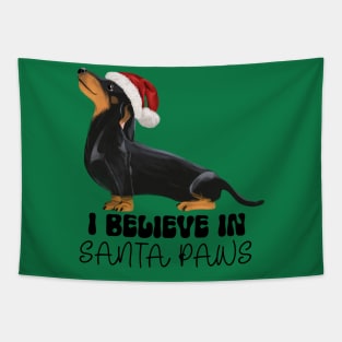 Dachshund I Believe in Santa Paws - Black and Tan Tapestry