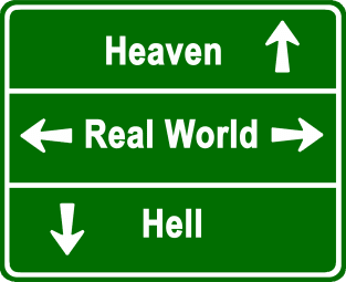 Heaven, real world & hell Magnet