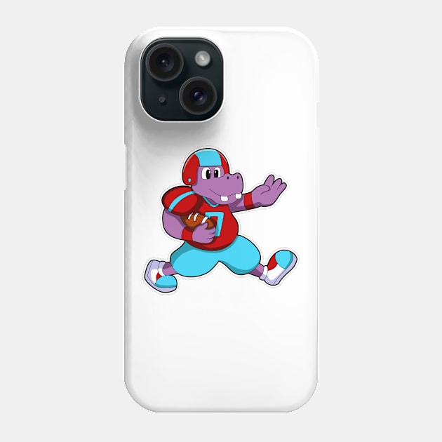 Hippo at Sports with Football & Helmet Phone Case by Markus Schnabel