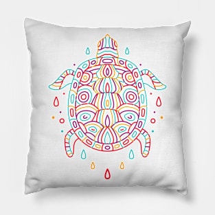 Turtle Colorful Monoline Pillow