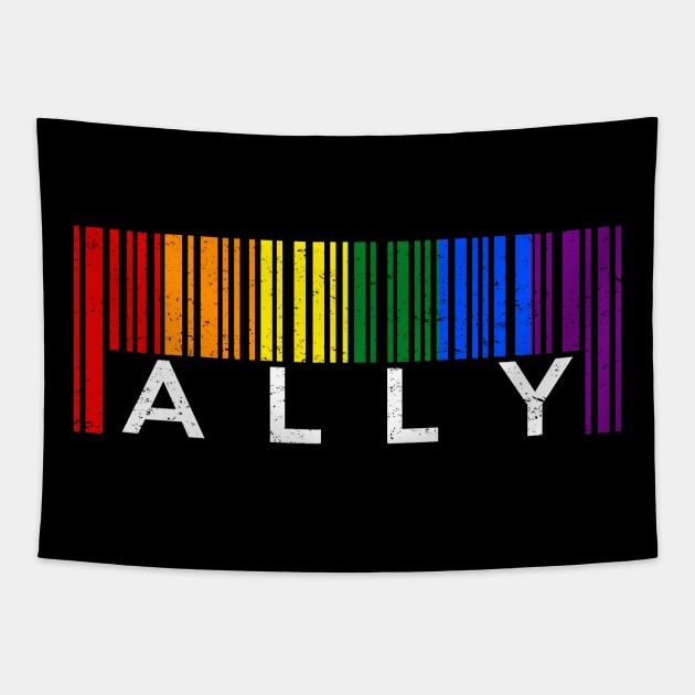 LGBT Rainbow Pride Flag Barcode Ally Tapestry by jpmariano