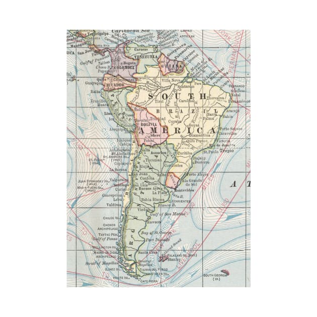 Vintage Map of South America (1901) by Bravuramedia