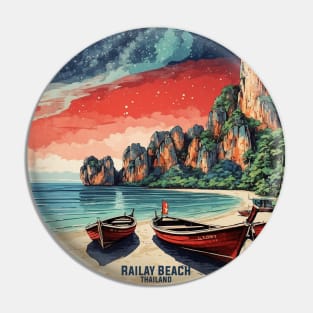 Railay Thailand Vintage Retro Travel Tourism Pin