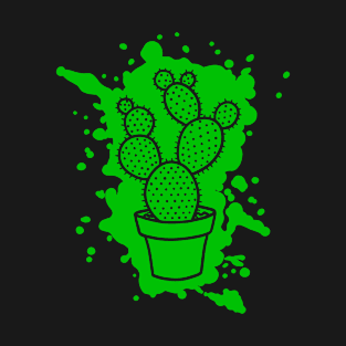 Bunny Ears Cactus - Splatter Cut Out Green T-Shirt