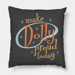 Make Dolly proud today in retro diner font + starbursts and vintage colors Pillow