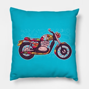 70s Vintage retro style bike hippie with trippy flower power vibes Pillow