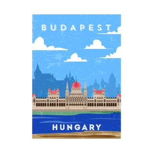Budapest, Hungary. Retro travel minimalist poster T-Shirt