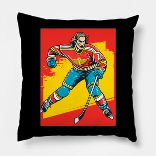 Retro Hockey Player Pillow