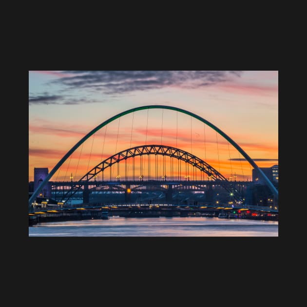 Sunset on the tyne river quayside by tynesidephotos