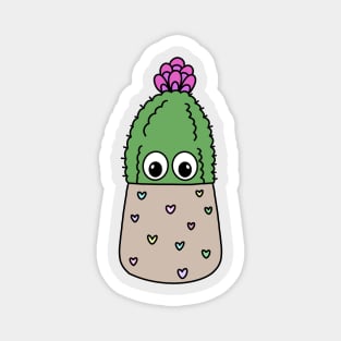 Cute Cactus Design #281: Cute Cactus In Dainty Heart Pot Magnet