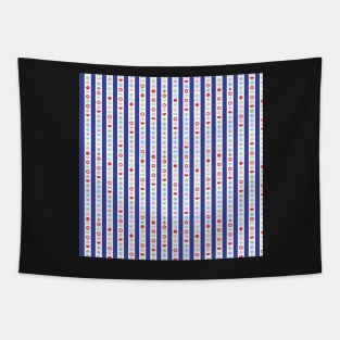 RETRO SCANDINAVIAN FLORAL STRIPES BLUE Tapestry